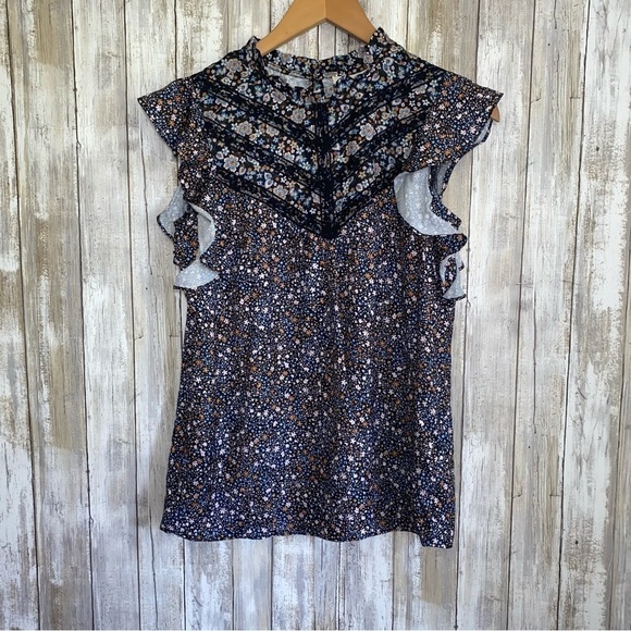 NWT Halston Lace Appliqué Washed Satin Poppy Blouse - Picture 1 of 9